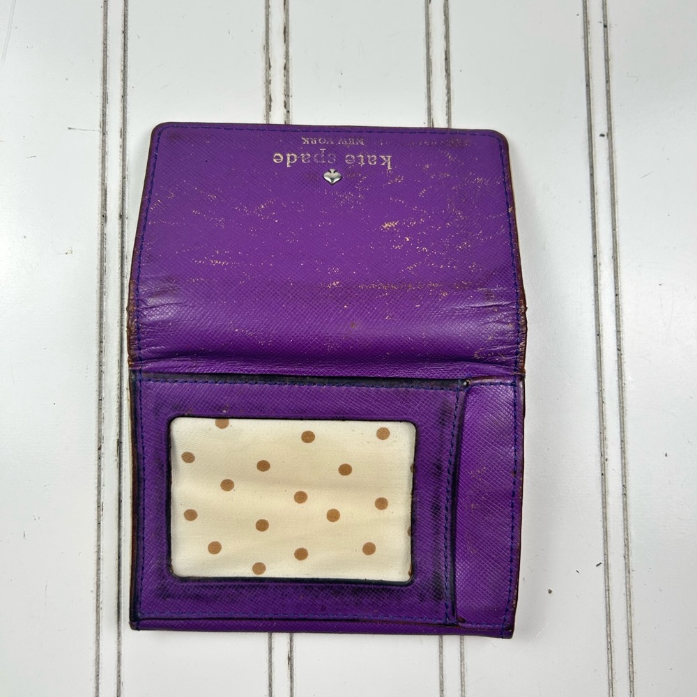Kate Spade Purple Saffiano Leather Bifold Wallet - Picture 12 of 13